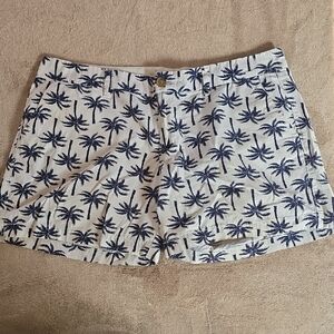 Old Navy White Shorts with Navy Palm Print